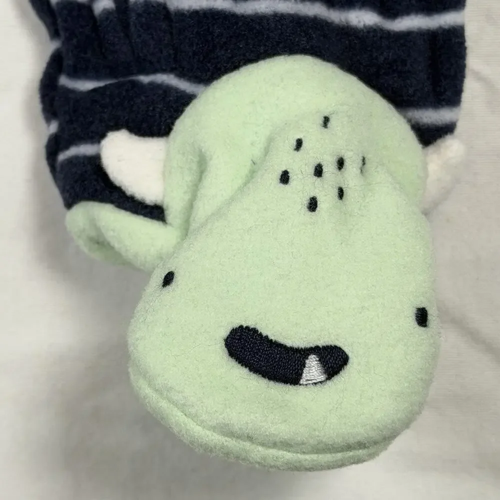 Carter's Footed Pajama Baby Boy Size 3M Fleece Monster 2-Way Zip Blue Striped